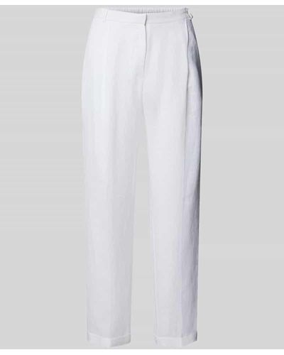 Stefanel Regular Fit Leinenhose mit Bundfalten - Weiß