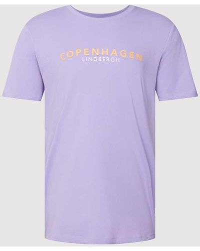 Lindbergh T-Shirt mit Label-Print Modell 'Copenhagen' - Lila