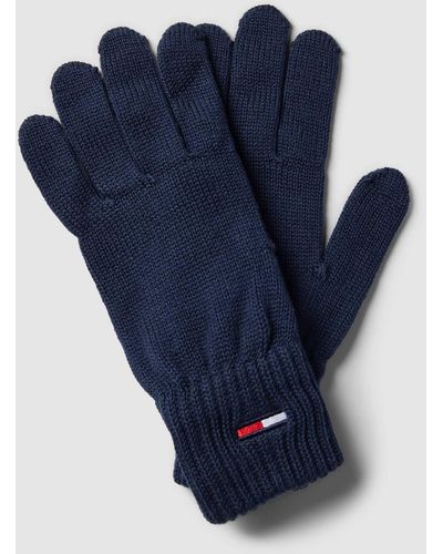 Tommy Hilfiger Handschoenen Met Labelstitching - Blauw