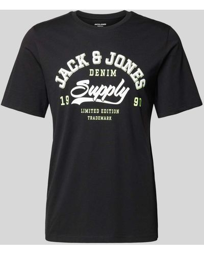 Jack & Jones T-Shirt mit Label-Print - Schwarz