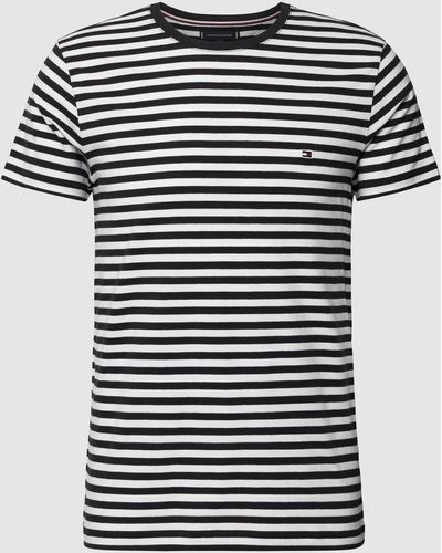 Tommy Hilfiger Extra Slim Fit T-Shirt mit Label-Stitching - Schwarz