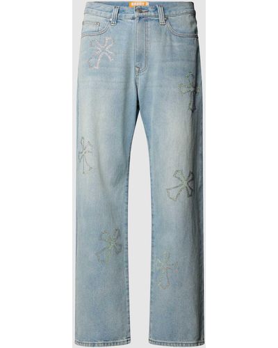 Review Jeans mit Ziersteinbesatz - Blau