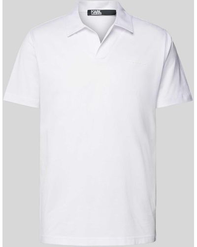 Karl Lagerfeld Regular Fit Poloshirt Met Labelprint - Wit
