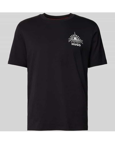 HUGO T-Shirt mit Label-Print Modell 'Dedico' - Schwarz