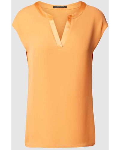 Comma, Blusenshirt mit Tunikakragen - Orange