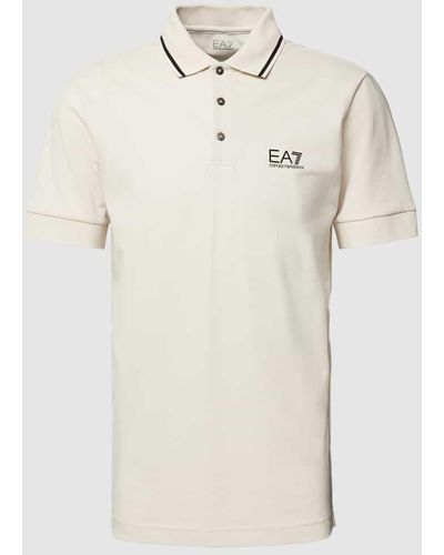 EA7 Poloshirt mit Label-Print - Natur