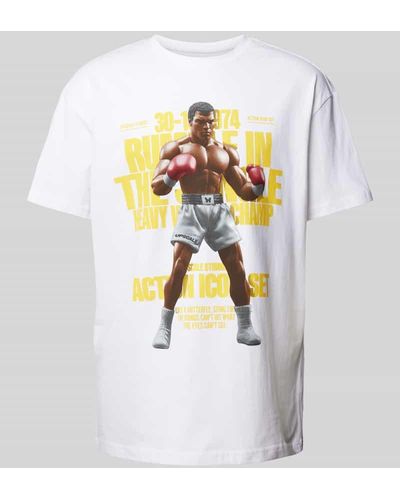 Mister Tee Oversized T-Shirt mit Motiv- und Statement-Print Modell 'Rumble' - Weiß