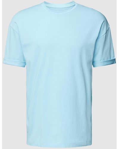 DRYKORN T-Shirt mit geripptem Rundhalsausschnitt Modell 'THILO' - Blau