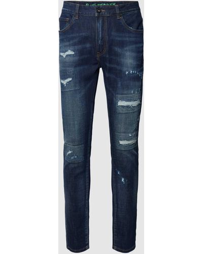 Blue Monkey Jeans im Destroyed-Look Modell 'Lenn' - Blau
