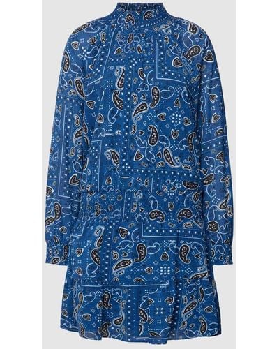 HUGO Knielanges Kleid mit Allover-Muster Modell 'Kanai' - Blau