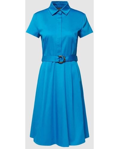 christian berg Kleid mit unifarbenem Design und Taillenband - Blau