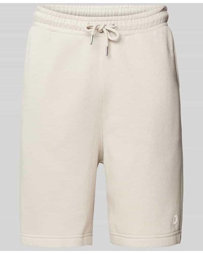 Tom Tailor Relaxed Fit Sweatshorts mit Label-Print - Natur