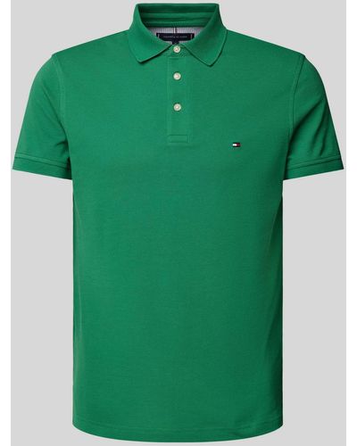 Tommy Hilfiger Slim Fit Poloshirt mit Logo-Stitching - Grün