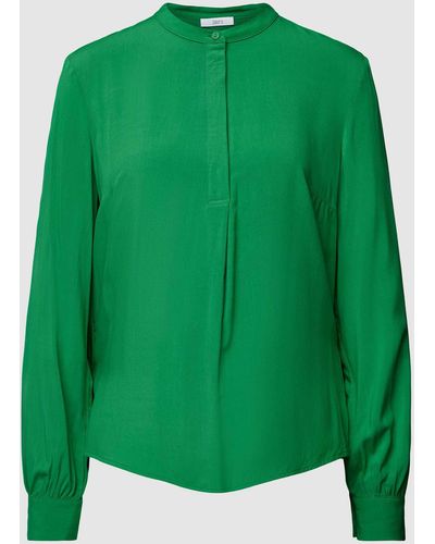 Jake*s Blouse Van Viscose Met Maokraag - Groen