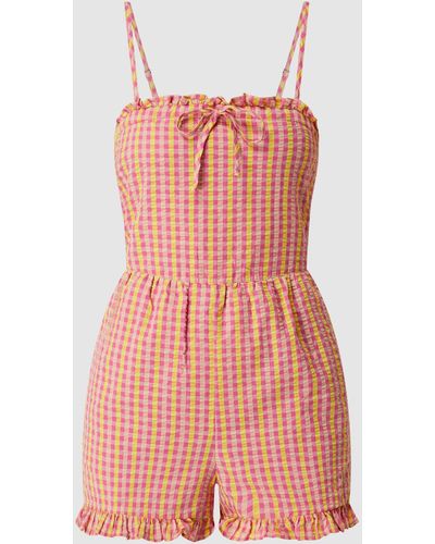 Noisy May Playsuit mit Karomuster Modell 'Cille' - Pink