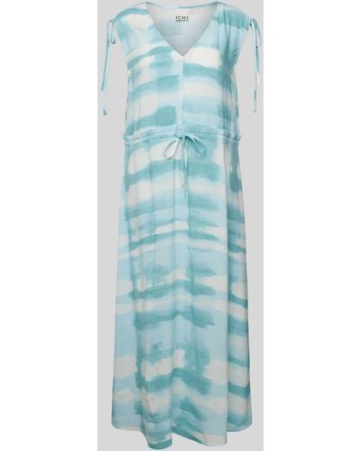 Ichi Midi-jurk Met V-hals - Blauw