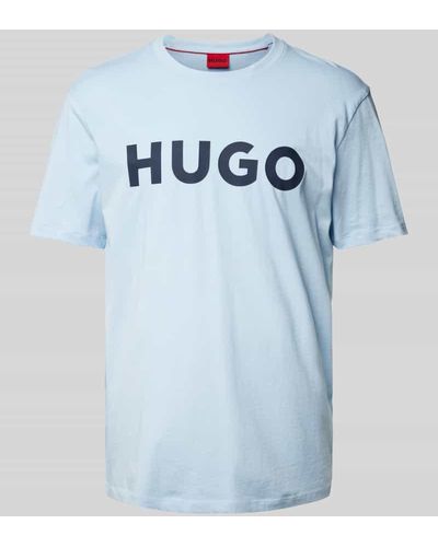 HUGO T-Shirt mit Label-Print Modell 'DULIVIO' - Blau