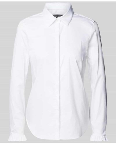 Mos Mosh Bluse in unifarbenem Design mit verdeckter Knopfleiste - Weiß