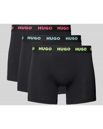 HUGO Boxershorts mit elastischem Logo-Bund im 3er-Pack - Schwarz