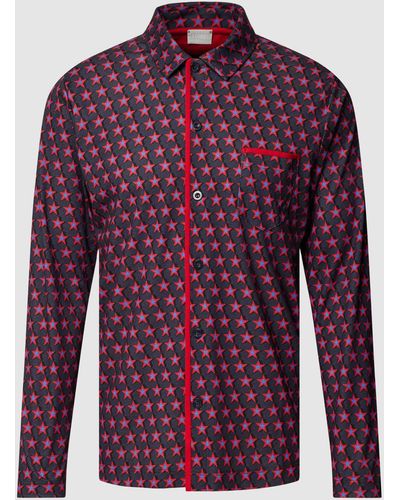Mey Pyjama-Oberteil mit Allover-Muster Modell 'STAR' - Rot
