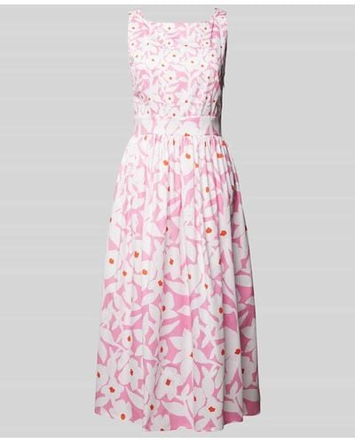 Marc Cain Knielanges Kleid mit floralem Muster - Pink