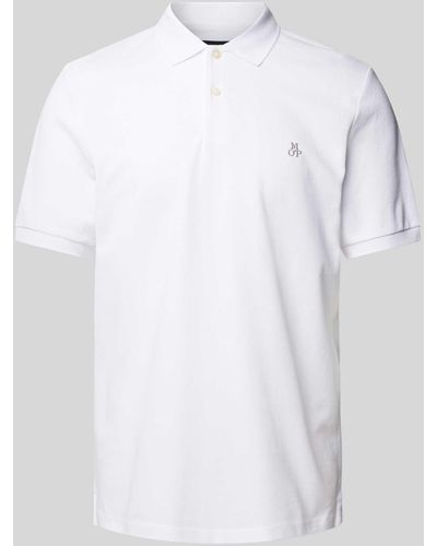 Marc O' Polo Regular Fit Poloshirt mit Label-Stitching - Weiß