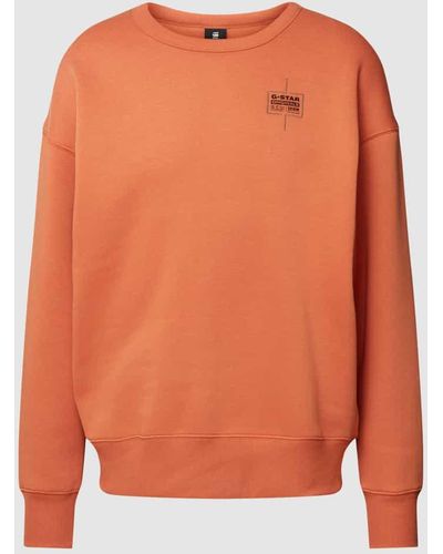 G-Star RAW Sweatshirt mit Label-Stitching - Orange