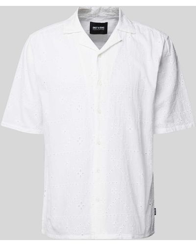 Only & Sons Freizeithemd mit Lochmuster Modell 'ARON' - Weiß