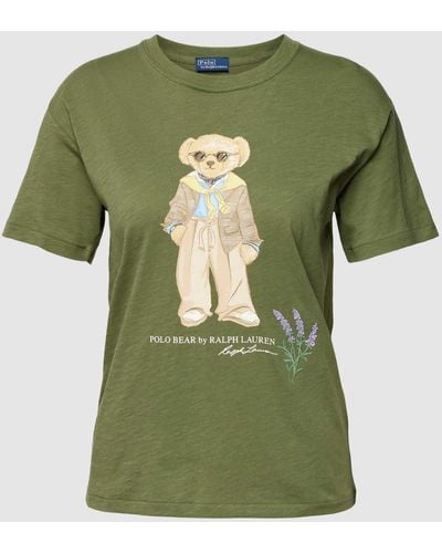 Polo Ralph Lauren T-Shirt mit Motiv-Stitching Modell 'PROV BEAR' - Grün