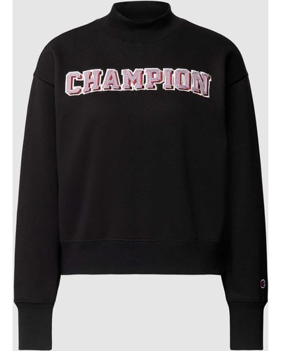 Champion Sweatshirt mit Label-Stitching - Schwarz