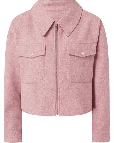 ONLY Cropped Jacke mit Umlegekragen Modell 'Nea' - Pink