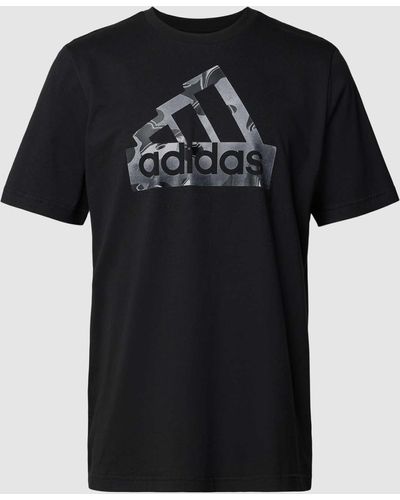 adidas T-Shirt mit Logo-Print - Schwarz