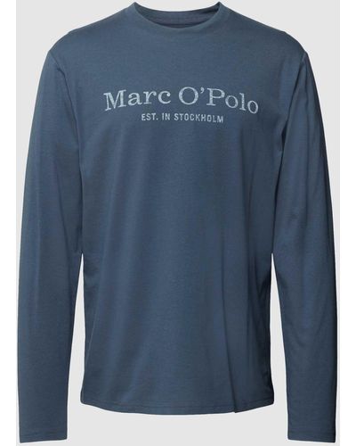 Marc O' Polo Shirt Met Lange Mouwen Van Biologisch Katoen - Blauw