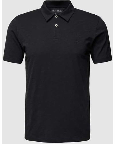 Marc O' Polo Shaped Fit Poloshirt mit Label-Stitching - Schwarz