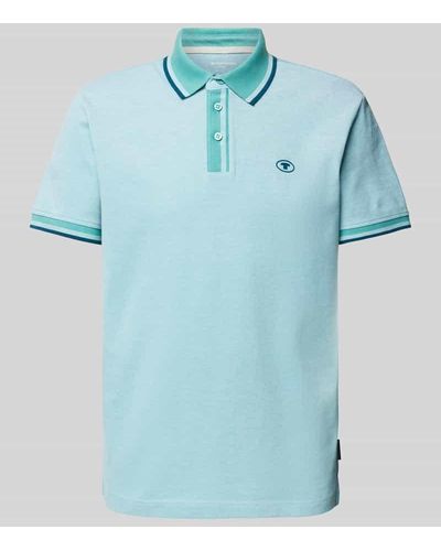 Tom Tailor Regular Fit Poloshirt mit Label-Print - Blau