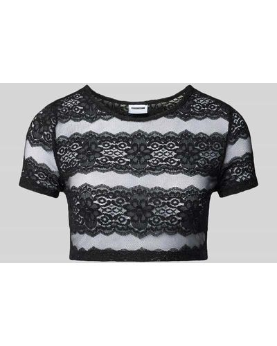 Noisy May Cropped T-Shirt in semitransparentem Design Modell 'MARCIE' - Schwarz
