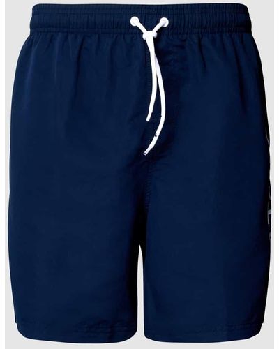 Tom Tailor Badehose mit Label-Print - Blau