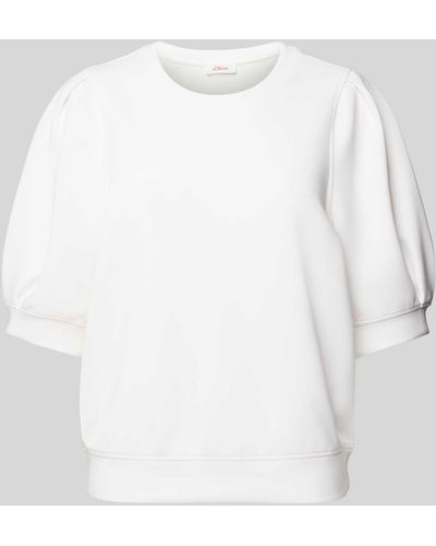 S.oliver Sweatshirt mit Puffärmeln Modell 'Peach' - Weiß