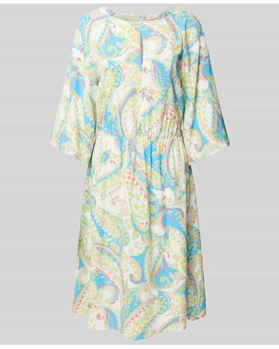 S.oliver Knielanges Kleid mit Paisley-Muster - Blau