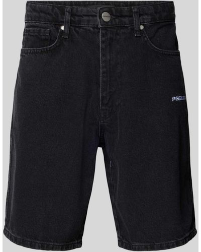 PEGADOR Regular Fit Jeansshorts mit Label-Stitching Modell 'EARL' - Schwarz