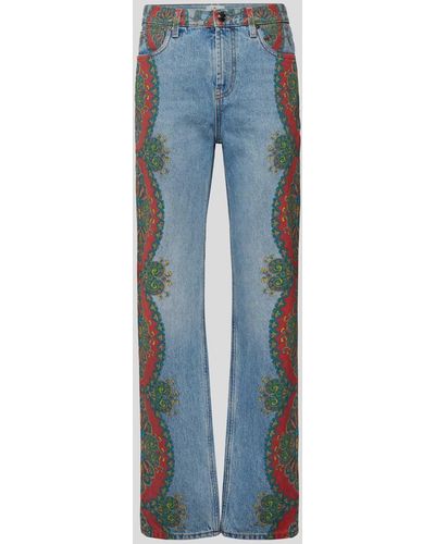 Etro Bootcut Jeans mit Allover-Print - Blau