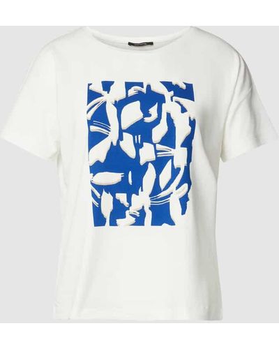Comma, T-Shirt mit Motiv-Print - Blau