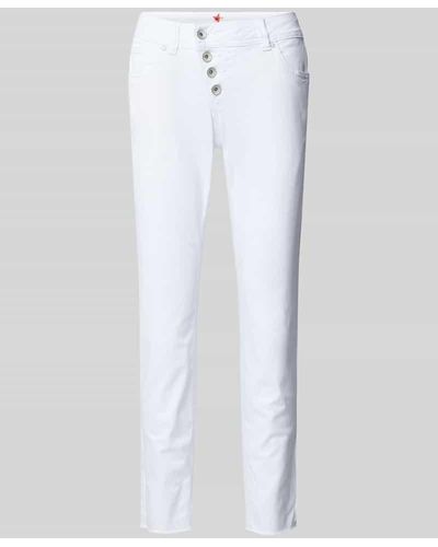 Buena Vista Slim Fit Hose mit asymmetrischer Knopfleiste Modell 'Malibu' - Weiß
