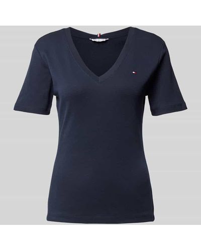 Tommy Hilfiger Slim Fit T-Shirt mit Logo-Stitching Modell 'CODY' - Blau