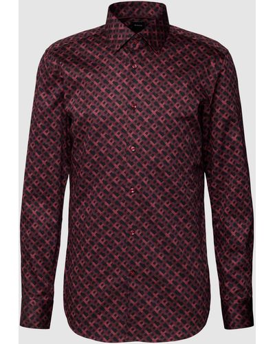 BOSS Zakelijk Overhemd Met Kentkraag - Rood
