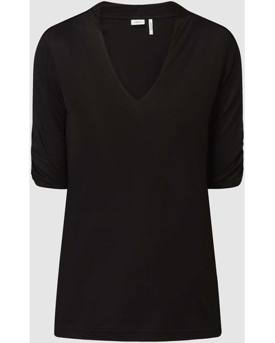 S.oliver T-Shirt aus Viskose mit V-Ausschnitt - Schwarz