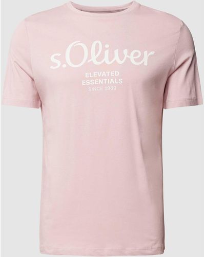 S.oliver T-shirt Met Labelprint - Roze