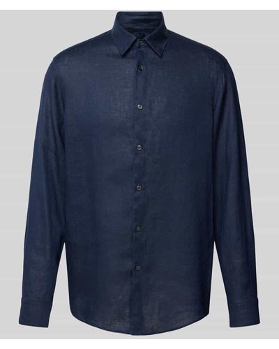 DRYKORN Regular Fit Leinenhemd mit Kentkragen Modell 'RAMIS' - Blau