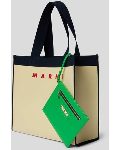 Marni Tote Bag mit Label-Prints - Grün