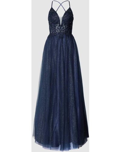 Luxuar Abendkleid mit Zierbesatz - Blau